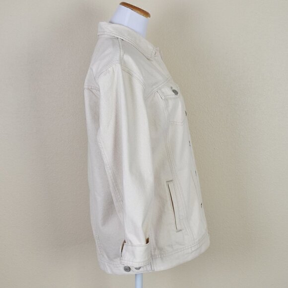 J. Crew Relaxed Denim Trucker Jacket in Ecru S - Picture 5 of 7